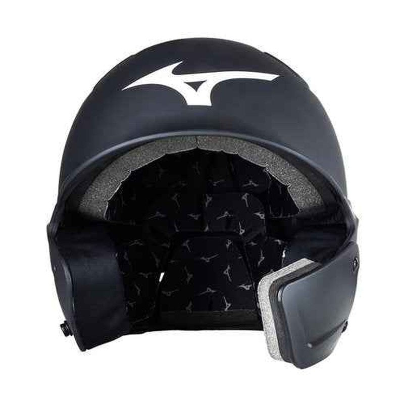 Bundle of Mizuno B6 Youth Baseball Batting Helmet, Black, Youth One Size + Mizuno Batters Face Protector, Black, Right Hand Batter, Foam, Plastic