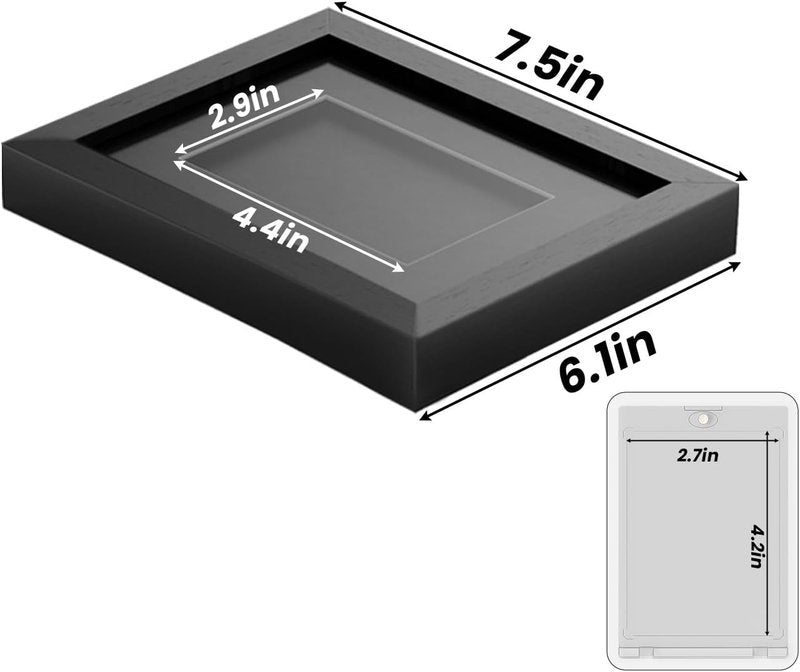 Sports Card Display Frame - Tempered Glass Wall Mount/Tabletop Case for Baseball, Basketball, Football & Hockey Cards | 6''x 8'', Black