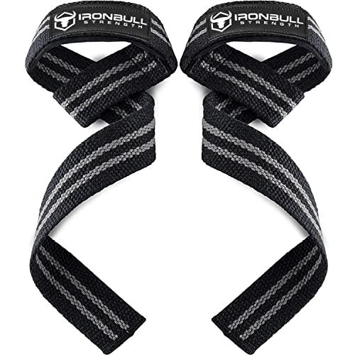 Lifting Straps (1 Pair) - Padded Wrist Support Wraps - for Powerlifting, Bodybuilding, Gym Workout, Strength Training, Deadlifts & Fitness Workout (Black/Grey)