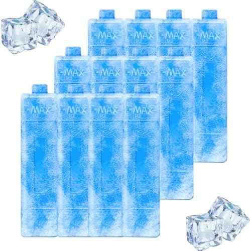 Ice Packs Ice Crystal Boxes for Coolers, Reusable Long Lasting&Fast Freeze, Set of 12 in 1 Freezer Packs for Lunch Bags Cooler Backpack, Camping, Picnics, Beach, Fishing and More