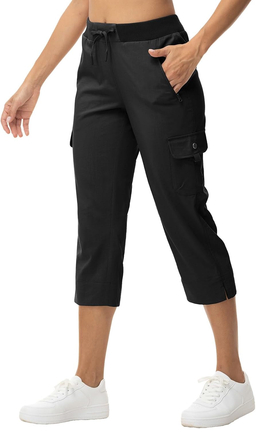 Cargo Capri Pants for Women - Lightweight Quick-Dry Hiking Joggers with Pockets | Summer Activewear