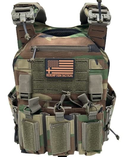 Redemption Tactical Crusader 2.0 Molle Quick Release Buckles Vest with Side Cummerbund Pouches and Triple mag Pouch (M81 Woodland Camo)