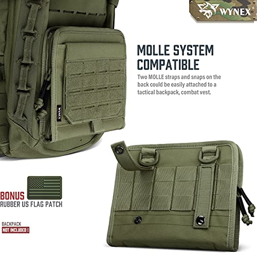 WYNEX Tactical Folding Admin Pouch, Molle Tool Bag of Laser-Cut Design, Utility Organizer EDC Medical Bag Modular Pouches Tactical Attachment Waist Pouch Include U.S Patch