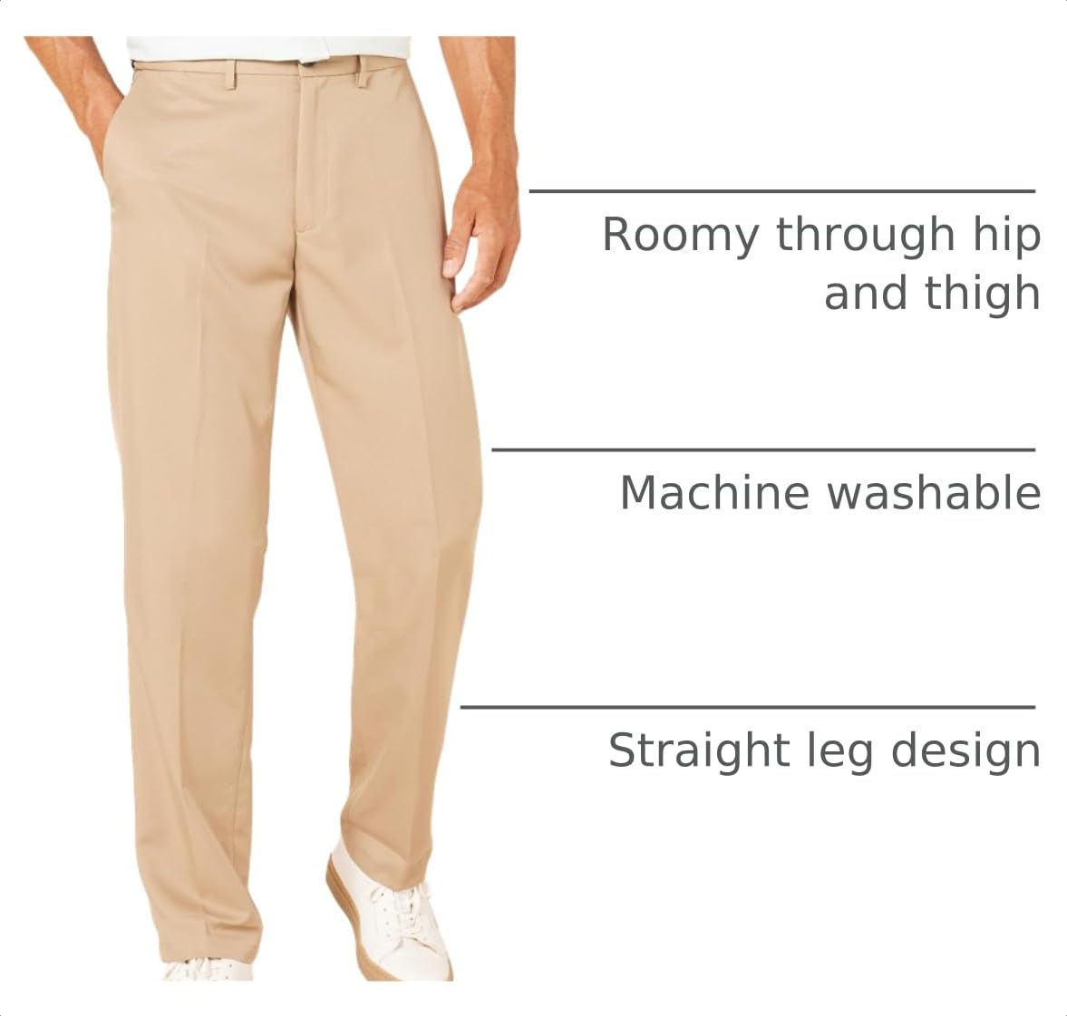 Amazon Essentials Men's Classic-Fit Expandable-Waist Flat-Front Dress Pants, Khaki, 30W x 30L