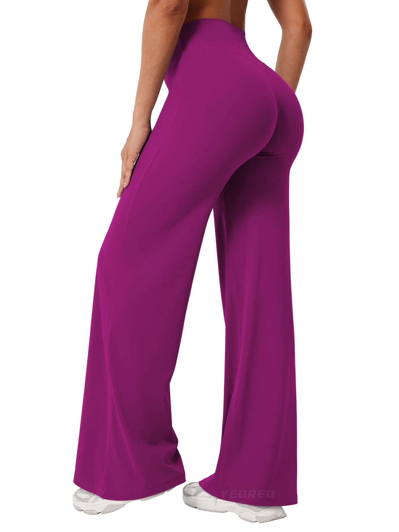 YEOREO Workout Women Straight Leggings 31.5" Eddiy Yoga Pants Rose Purple M