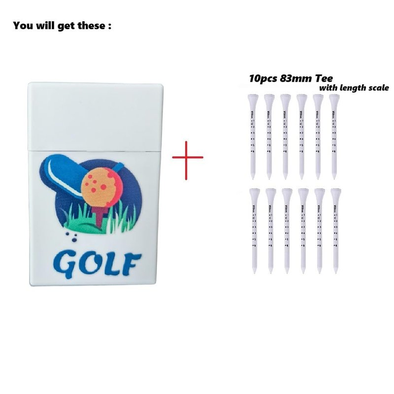 kinworks Professional Golf Tees with Scale, 10 Counts 83mm (3.25") Wooden Tees Iconic Packaging and Cool Golf Gift Box Funny Golf Accessory for Golfers (Purple)