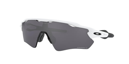 Oakley Men's OO9208 Radar EV Path Rectangular Sunglasses, Polished White/Prizm Black Polarized, 38 mm