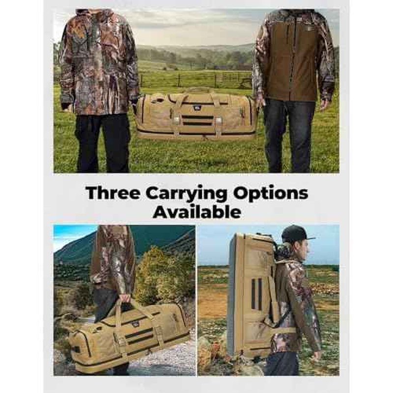KEMIMOTO Hunting Duffle Bag, 78L large Capacity Travel Gear Bags Tool Range Cases for Long Distance Trips Hiking Hunting Fishing Camping, Multi Pocket Design, Brown Backpackable