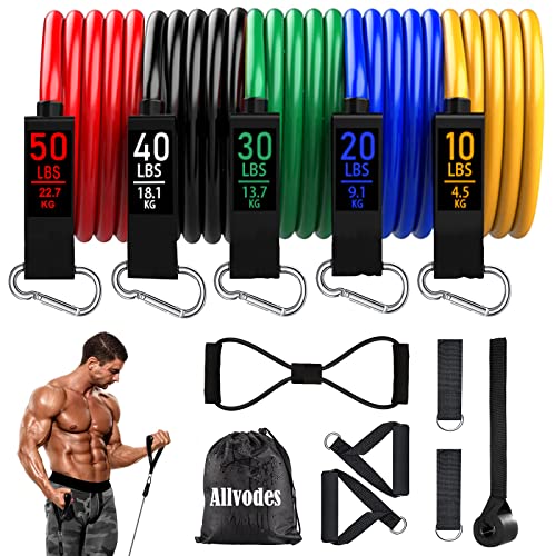 Resistance Bands, Workout Bands, Exercise Bands for Men and Women, Exercise Bands with Door Anchor, Physical Therapy, Shape Body, Resistance Band Set