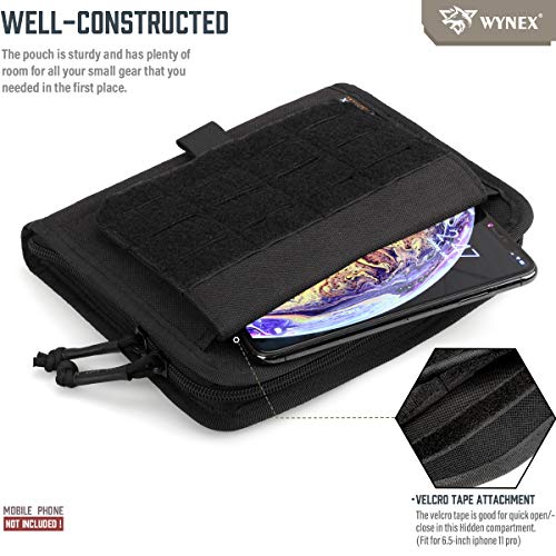 WYNEX Tactical Folding Admin Pouch, Molle Tool Bag of Laser-Cut Design, Utility Organizer EDC Medical Bag Modular Pouches Tactical Attachment Waist Pouch Include U.S Patch