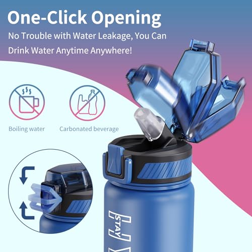 QLUR Water Bottle with Straw, 32oz Motivational Water Bottles with Time Marker to Drink, Tritan BPA Free, 1L Sports Water Bottle with Carry Strap LeakProof for Women Gym Fitness Outdoor (1 Pack)