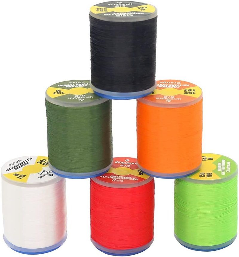 XFISHMAN Fly Tying Thread Kit - Premium 6/0 & 3/0 Fly Tying Materials | Essential Fishing Accessories