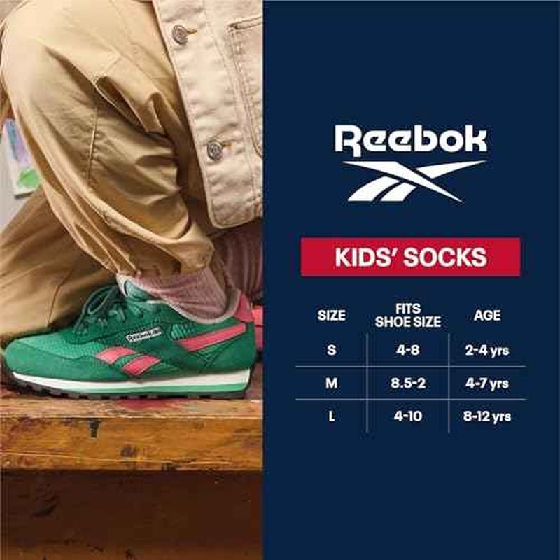 Reebok Girls' Quarter Socks - 12 Pack Stretch Performance Quarter Cut Arch Support Socks - Cushioned Athletic Socks for Girls