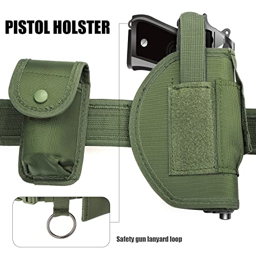 abcGoodefg Modular Equipment System Security Utility Tactical Duty Belt with Components Pouches Bags Holster Gear for Law Enforcement Guard Security Hunting (6 PCS, Army green)