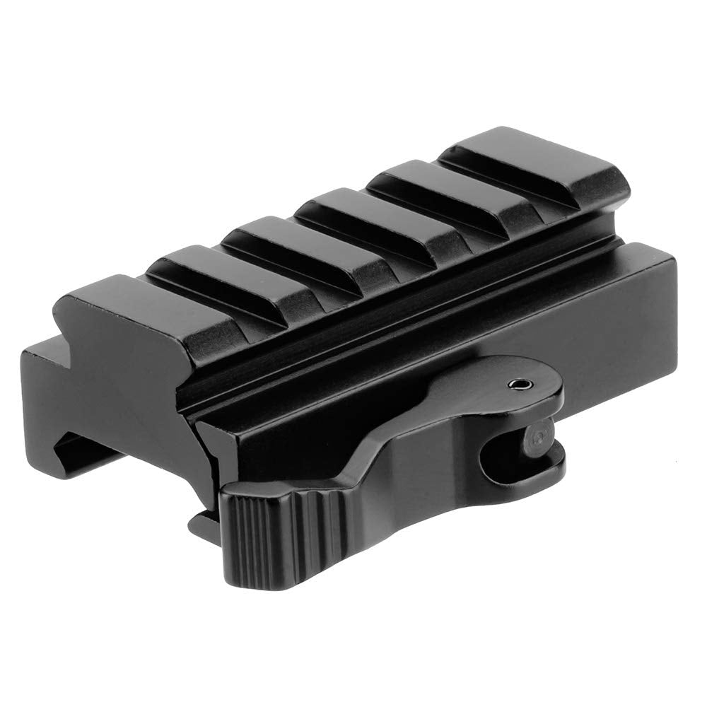 LONSEL Picatinny Riser Mount, Low Profile Rail Riser Mounts Adaptor with QD Lever Lock Quick Release & 5 Slots Picatinny Rails for Scope Rings Optics Sights, 1/2" H x 2.5''L (2 Pack)