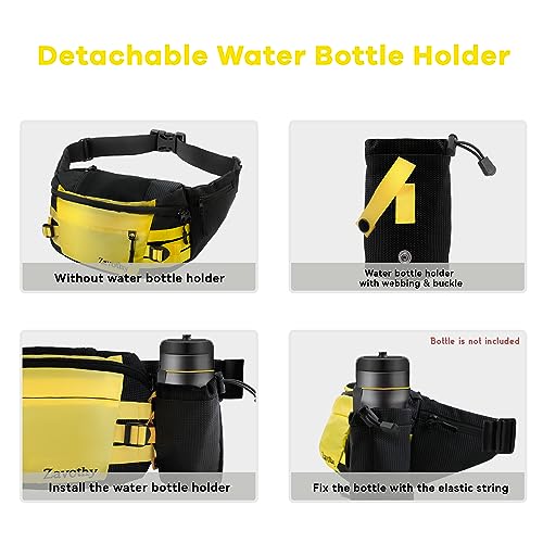 Zavothy Waist Bag for Women Fashion Fanny Pack Men Hiking Waist Packs for Running Hiking Gear with Detachable Water Bottle Holder for Walking Hiking Cycling