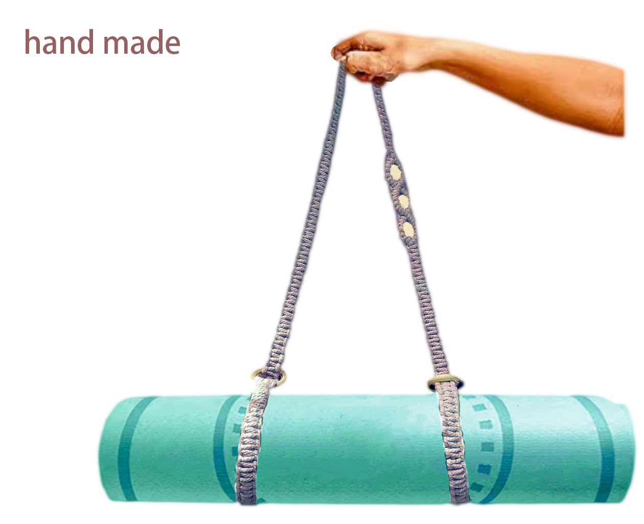 kiido Macrame Yoga Mat Carrying Strap [MAT NOT Included], Hand Woven Multi-Purpose Strap/Carrier for Your Yoga Mat, Exercise Mat (Grey)