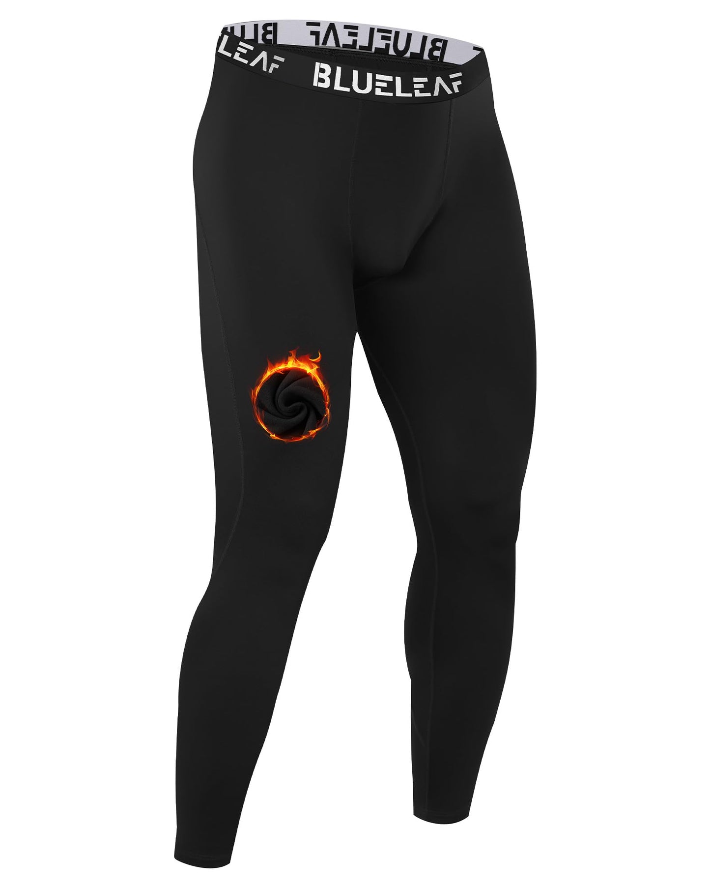 Blueleaf Mens Thermal Compression Pants Fleece Lined Athletic Running Tights Leggings Cold Weather Sports Base Layer Bottoms Winter Gear Black M