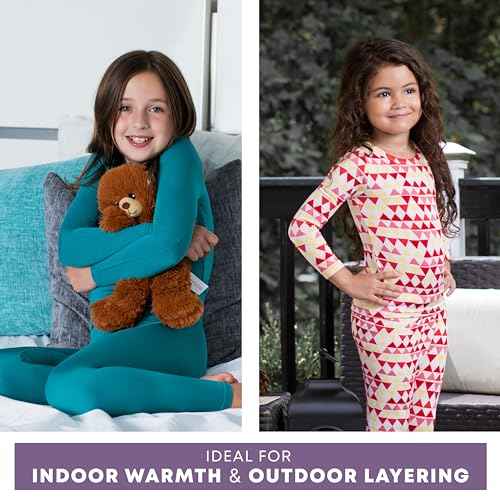 Rocky Thermal Underwear Kids Girls Thermal Underwear Set Toddler Long Johns kid Thermals Kid Base Layer kids thermals top bottom set Winter Clothes Shirt Pants Ski/Extreme Cold (Rope, XXS, Heavy)