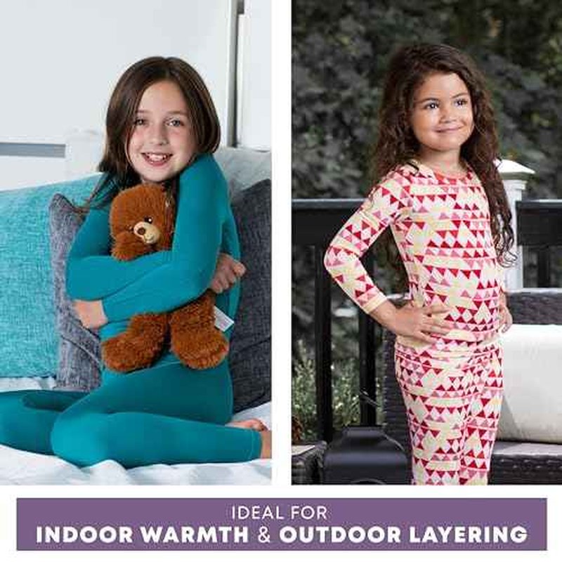 Rocky Thermal Underwear Kids Girls Thermal Underwear Set Toddler Long Johns kid Thermals Kid Base Layer kids thermals top bottom set Winter Clothes Shirt Pants Ski/Extreme Cold (Heather Grey XS Heavy)