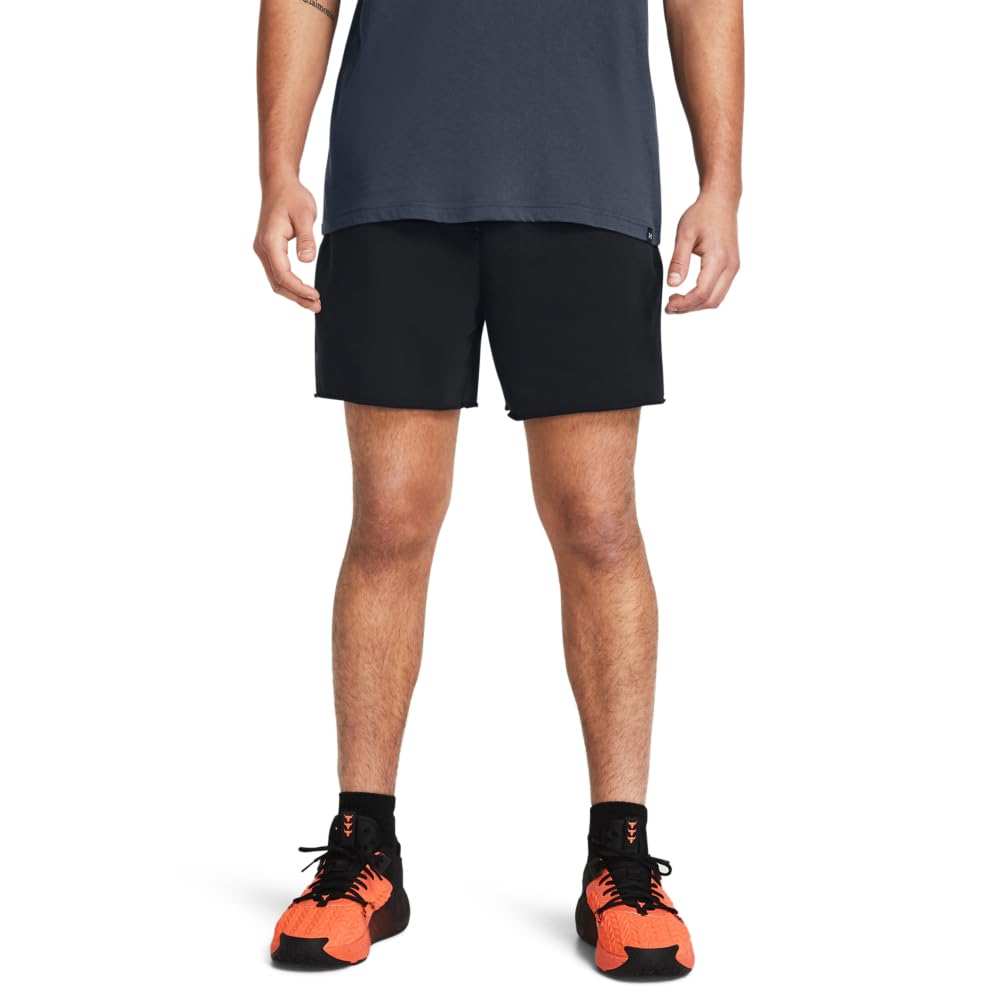 Under Armour Men's Project Rock Terry Shorts, (001) Black / / Downpour Gray, X-Large