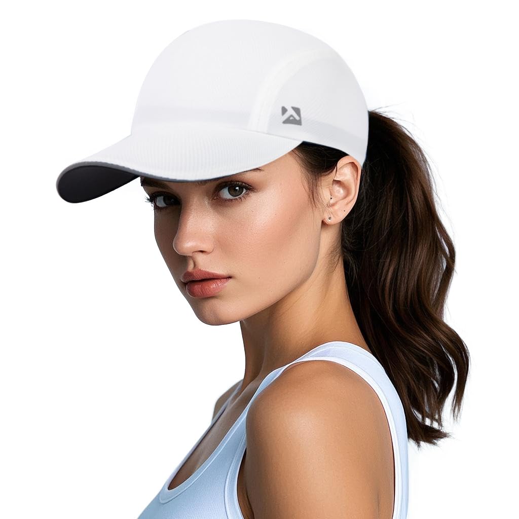 TOP-EX XL/XXL Ponytail Sun Baseball Cap for Women UPF 50 Cooling Running Hat Summer Breathable UV Protection Golf Hats Packable White M