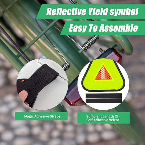 1 Pack Reflective Yield Symbol 7 * 7inch Reflective Safety Triangle Bike Reflective Triangle Sign High Visibility Safety Flag With Magic Adhesive Strap for Safety at Night Bike Recumbent Trike