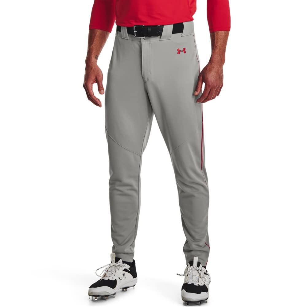 Under Armour Men's Utility Baseball Straight Leg Pant Pipe 22, (083) Baseball Gray/Red/Red, Medium