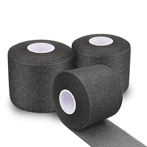 Cosywell Pre Wrap for Athletic Tape 3 Pieces Black Foam Underwrap for Sports Comfortable for Ankles Wrists Hands and Knees(2.4 Inches x 22 Yards)