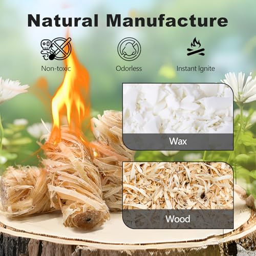 72 Pcs Fire Starter - Natural Fire Starters for Fireplace, Pellet Stove, Campfires, BBQ, Pizza Oven, Camping, Fire Pit &Chimney, Smoker, Fire Starters for Grill, Charcoal Starter