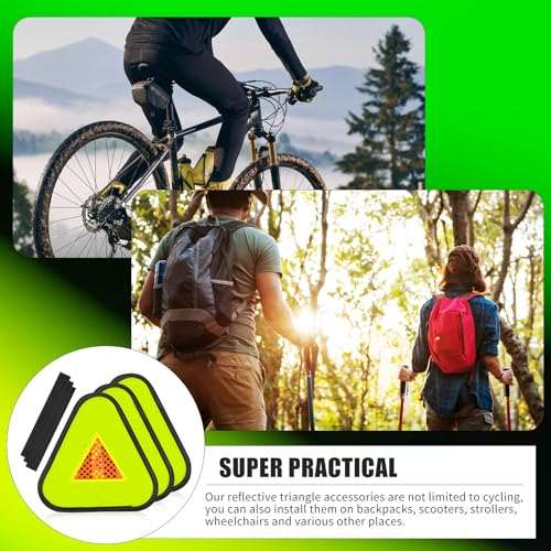 1 Pack Reflective Yield Symbol 7 * 7inch Reflective Safety Triangle Bike Reflective Triangle Sign High Visibility Safety Flag With Magic Adhesive Strap for Safety at Night Bike Recumbent Trike