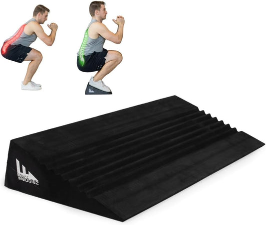 SquatWedgiez 20 Degree Slant Board for Knees Over Toes Training, Heel Elevated Squats,1000 Pound Weight Capacity, Anti-Slip Squat Wedge for ATG Split Squats, & Calf Stretching