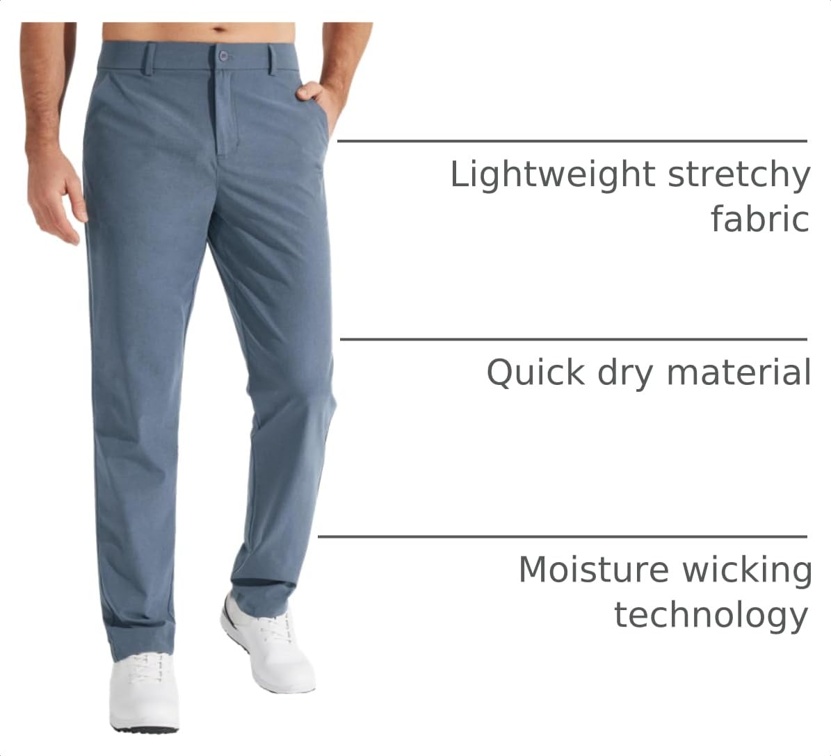 Libin Men's Dress Pants 32" Comfy Business Casual Golf Pants Quick Dry Lightweight Clothing for Men Travel Vocation Work Trousers Water Resistant, Ice Blue, 33W x 32L