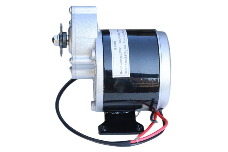 TRKIMAL 12/24 Volt DC 250W/350 Watt Gear Reduction Brushed Electric Motor with 9 Tooth Sprocket for E-Bike Mini Bikes Scooter (24V 350W)