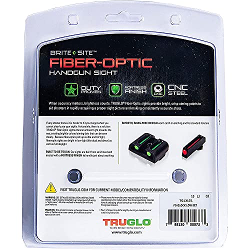 TruGlo Fiber Optic Handgun Glock Pistol Laser Sight Accessories with TRIDOT Aiming System, Front and Rear Sights for Glock 17, Glock 17L, and More