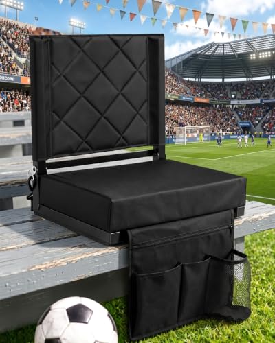 LWWTBS Stadium Seat with Back Support Black - Portable Bleacher Chair 1