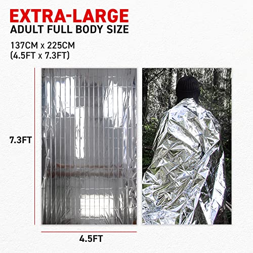 72 HRS MIL-SPEC Emergency Space Blankets – Mylar Survival or Emergency Thermal Blankets for Camping, Hiking, Marathon, First Aid, Emergency Preparedness, Extreme Weather, Shelter (12-Pack)