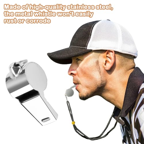 Bsofing 2 Pack Whistle, Coaches Whistle with Lanyard, Whistle for Coaches, Whistle for Teachers, Stainless Steel Sports Whistles, Loud Crisp Sound Whistles Great for Coaches, Referees, and Officials