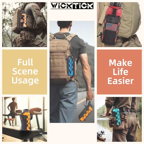 WICKTICK Molle Water Bottle Holder Pouch 16 24 32 40 64 oz - Multi-Purpose Tactical Fuel Bottle Bag, Adjustable Size for Outdoor Activities, Adapted to Backpack/Vest/Belt