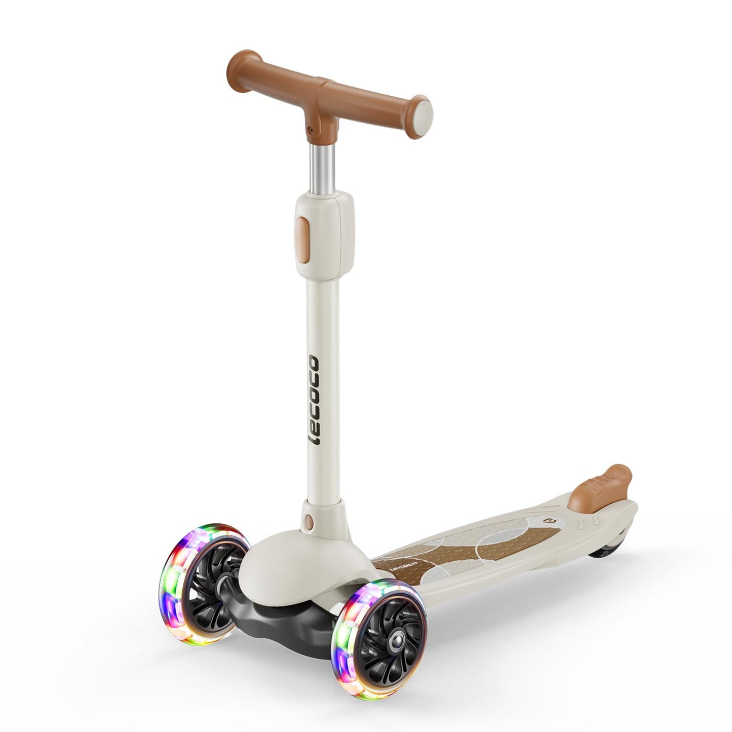 Kick Scooter for Kids Ages 2-14, 3 Wheel Scooter Adjustable Height Foldable Design, 3 LED Light Wheels, Rear Brake, Extra Wide Non-Slip Deck Kid Scooters for Boys and Girls