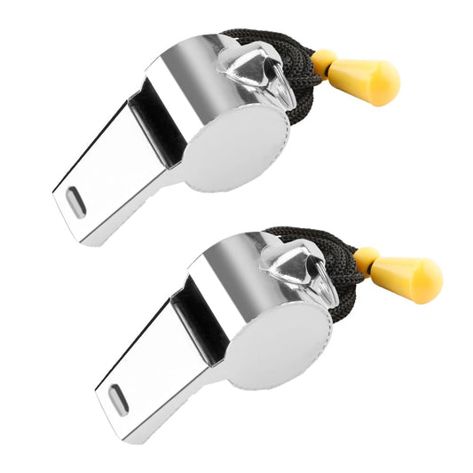 Bsofing 2 Pack Whistle, Coaches Whistle with Lanyard, Whistle for Coaches, Whistle for Teachers, Stainless Steel Sports Whistles, Loud Crisp Sound Whistles Great for Coaches, Referees, and Officials