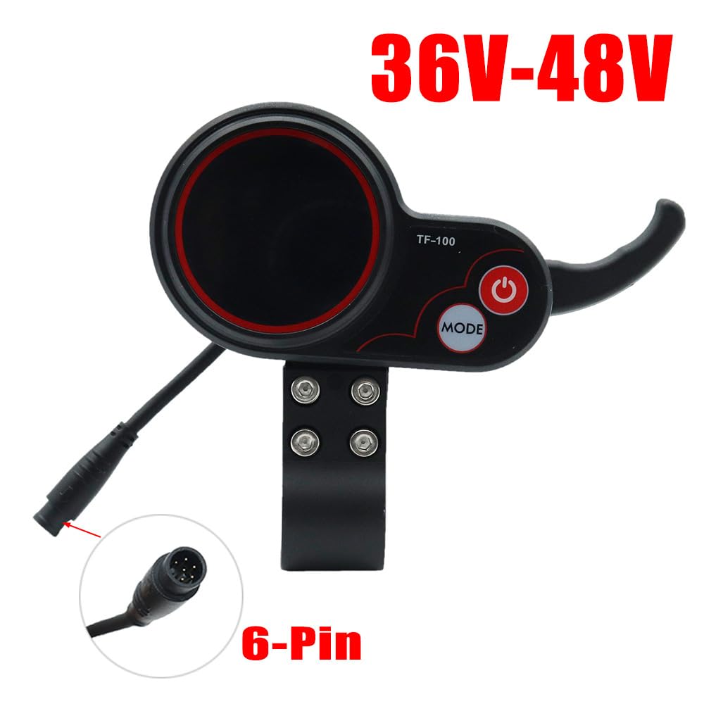 Felixstory 6 Pin Scooter Dashboard Electric Display Panel Kit Fit for KUGOO M4, 48V TF-100 Electric Scooter Screen, Thumb Throttle with Display, with a Waterproof Silicone Cover