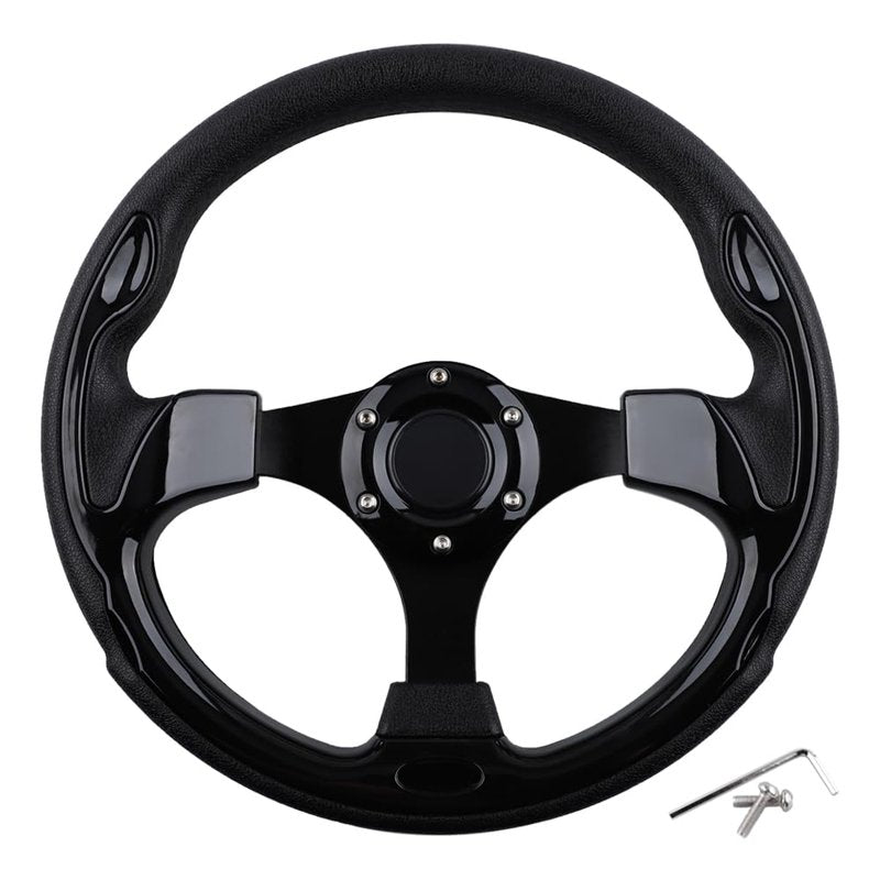Universal Golf Cart Steering Wheel for EZGO RXV & TXT, Club Car DS and Club Car Precedent EZGO Yamaha Golf Car Accessories (Black)