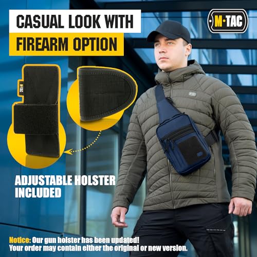 M-Tac Tactical Sling Bag for Men - Crossbody Concealed Carry Bag - Blue Melange Mens Crossbody Holster Bag