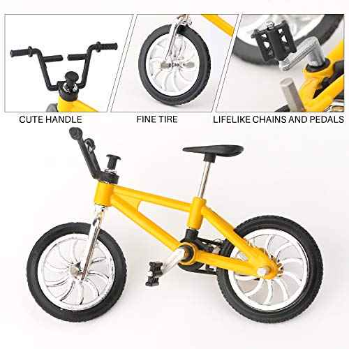 Mini Bike Finger Bike Finger Skateboard Set,Excellent Functional Miniature Toys Mini Extreme Sports Finger Bicycle Skateboard Cool Boy Toy Creative Game Toy Set Collections Cake Decoration (8PCS)