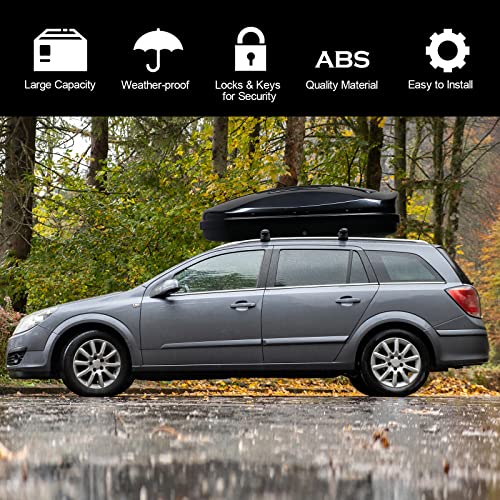 TUFFIOM 11.65 cu.ft. Rooftop Cargo Box w/Keys, Hard Shell Dual-Side Opening Waterproof Roof Mount Travel Luggage Storage Cargo Carrier, 55" L x 29.5" W x 12.2" H, for SUV Car Van