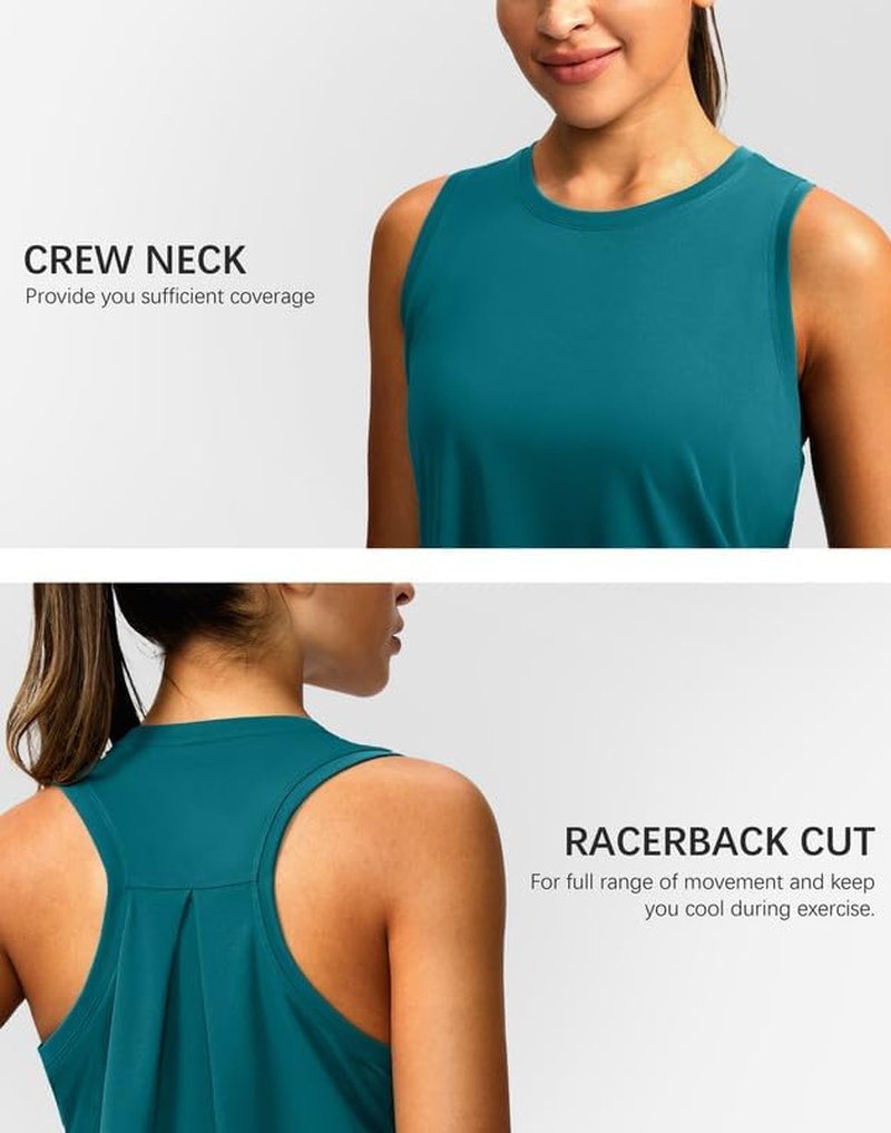 Women's Racerback Athletic Tank Tops - Sleeveless Loose Fit Yoga & Running Gym Shirts