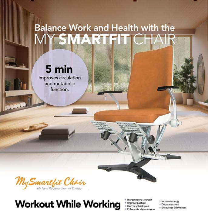 Stylish Office Pilates Exerciser Chair – Exercise Stability Premium Ergonomic Chair for Home and Office Desk with Hex Wretch Included (Blue)