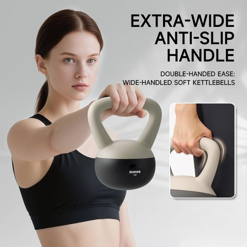 RUNWE 25 lb Kettlebell Soft - Sand Filled Kettlebell Hand Weight, Soft-Sided Cushioned Base,Safety Guaranteed Ideal for Men, Women, & Beginners