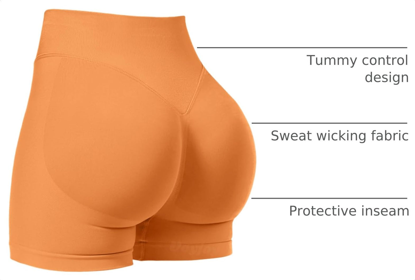 VOYJOY Women Workout Impact Shorts 2.5"/ 3.6"/ 4.5"/ 6" Scrunch Butt Lifting Gym Seamless Booty Biker Shorts Tangerine